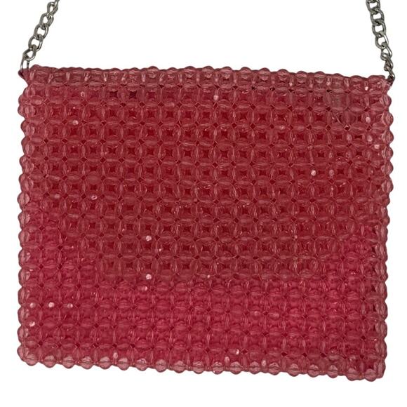 Topshop Handbags - Topshop Pink Beaded Shoulder Bag Y2K Inspired Mini Purse Chain Strap